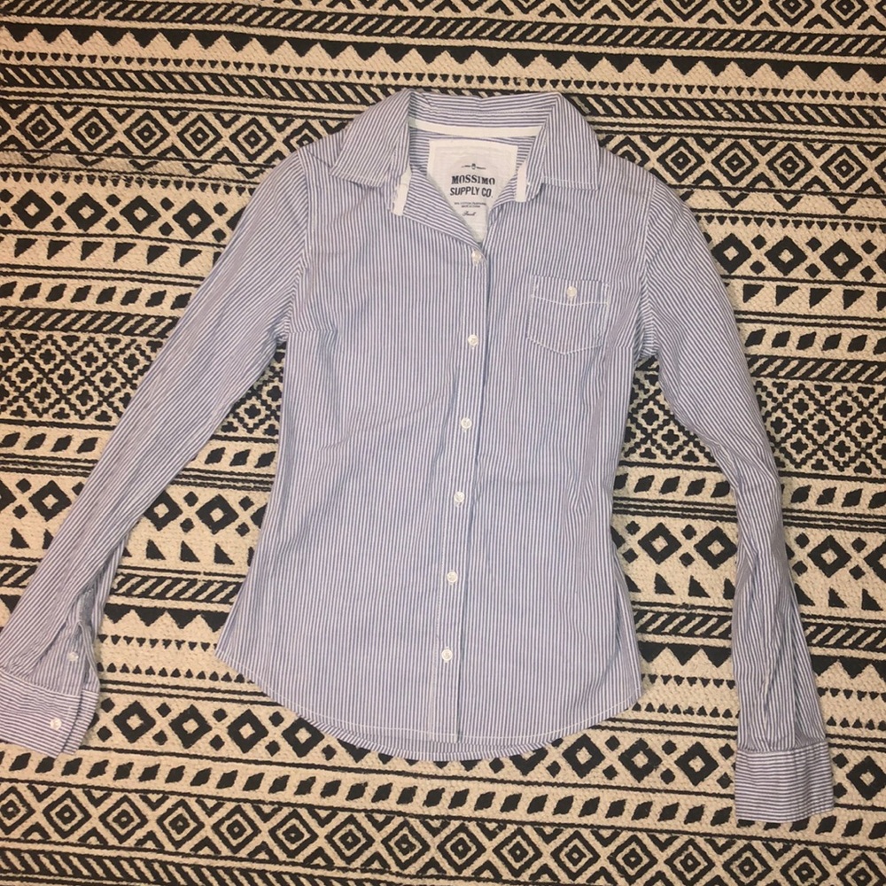 Juniors Long sleeve button up stripe shirt